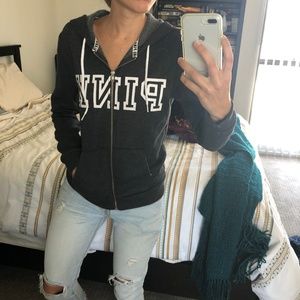 PINK Victoria's Secret Grey Zip Up Hoodie